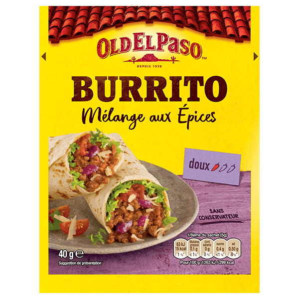 paquet de mélange d'épices pour burrito doux Old El Paso 40 g