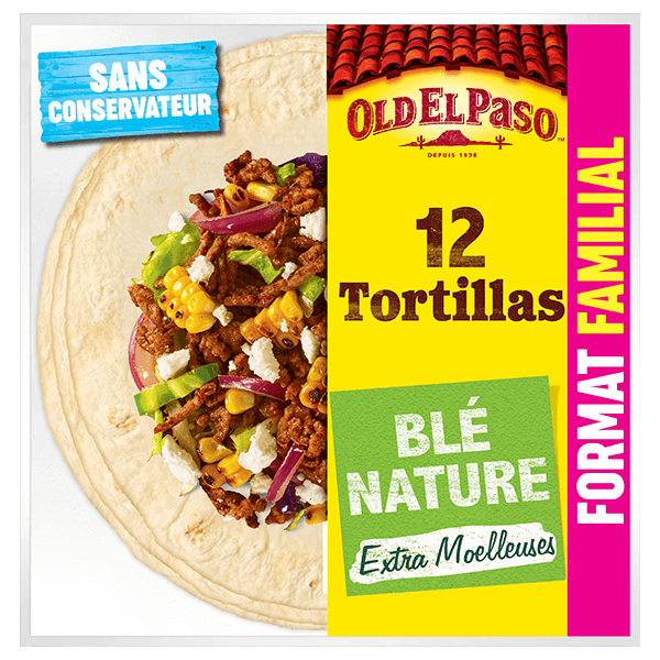 paquet de Tortillas De Blé Nature Format Familial Old El Paso 12pk 489g